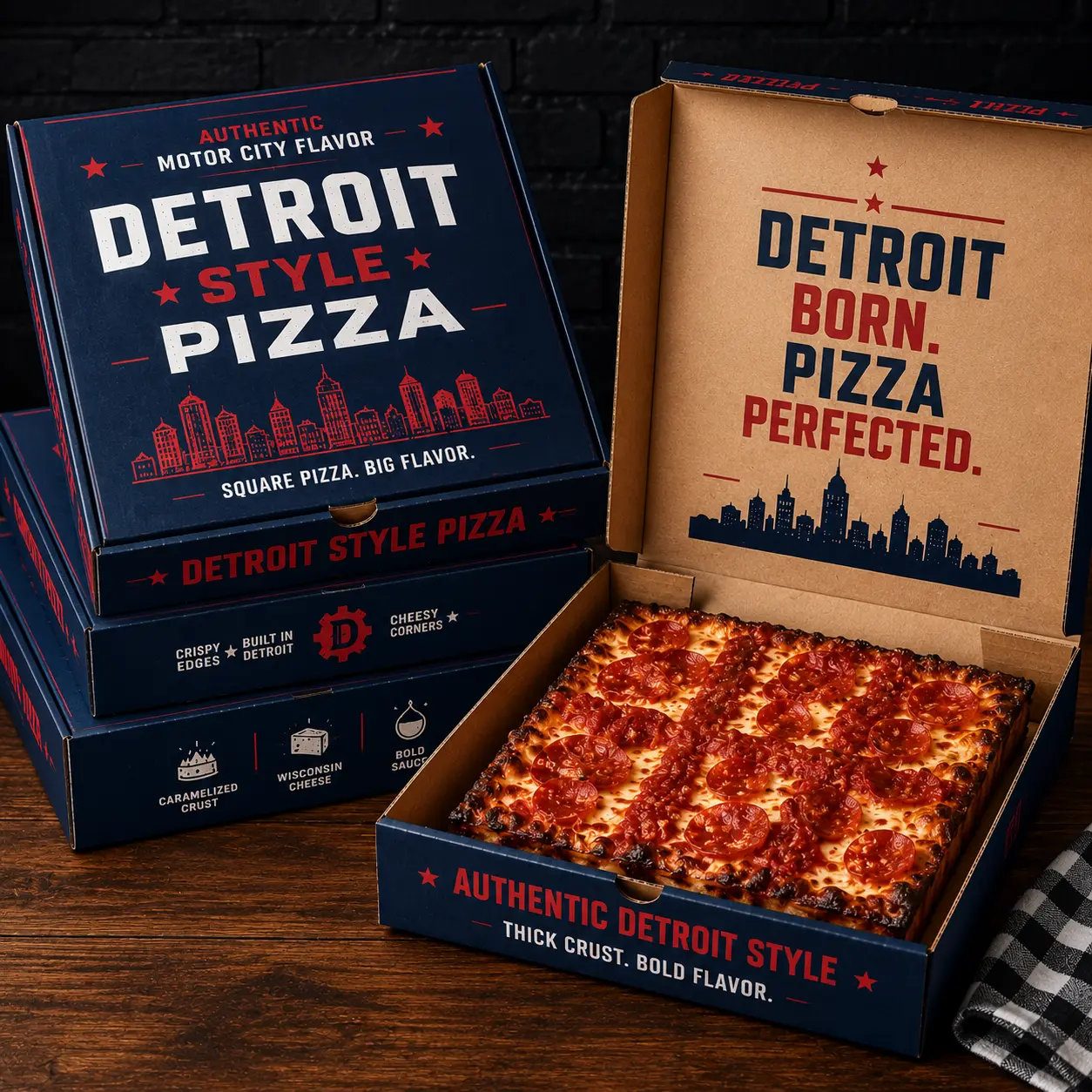 Custom detroit pizza boxes