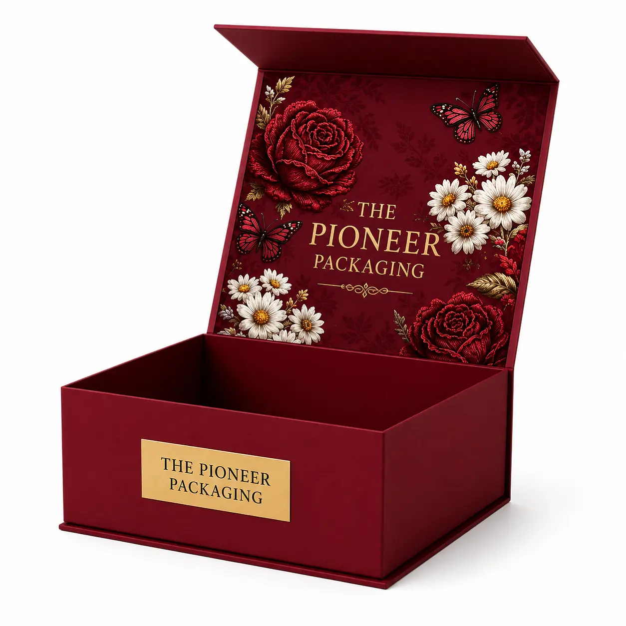 Collapsible magnetic front flap closure boxes
